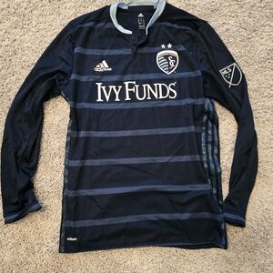 Adidas Men's Large Authentic Sporting Kansas City Long Sleeve Jersey